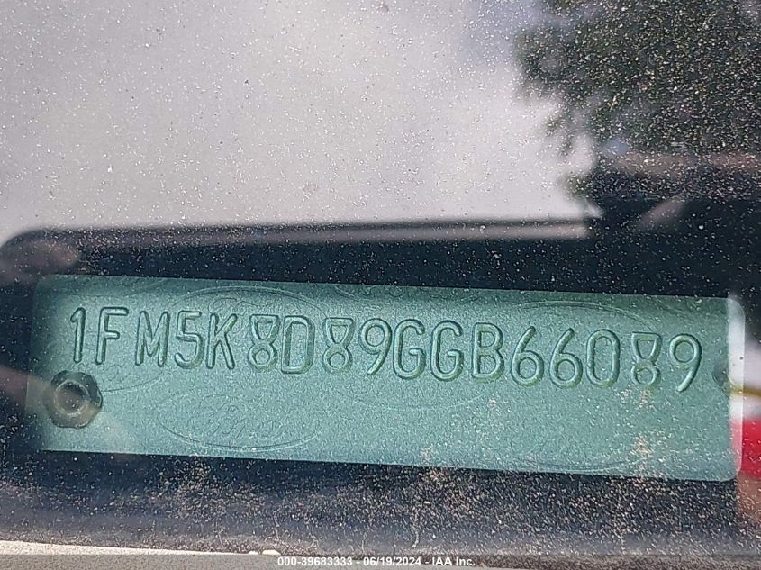 2016 Ford Explorer Xlt VIN: 1FM5K8D89GGB66089 Lot: 39683333