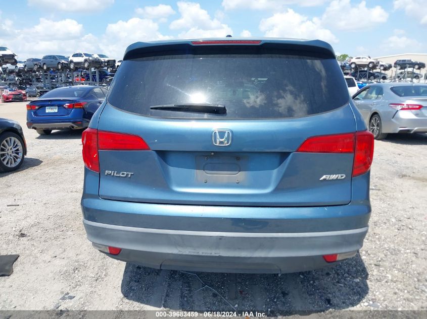 2016 Honda Pilot Ex-L VIN: 5FNYF6H56GB057559 Lot: 39683459