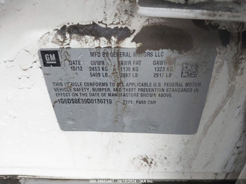 2013 Cadillac Cts Premium VIN: 1G6DS8E39D0130719 Lot: 39683467