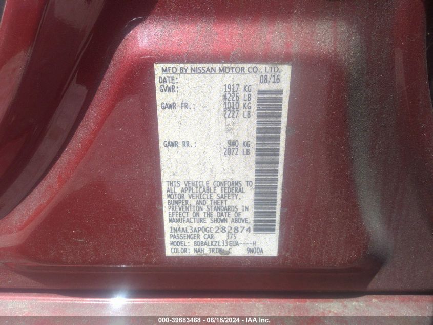 1N4AL3AP0GC282874 2016 Nissan Altima 2.5 Sv