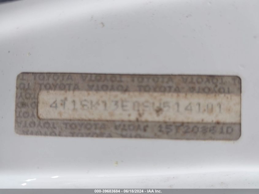 1995 Toyota Camry Xle VIN: 4T1SK13E0SU514101 Lot: 39683684