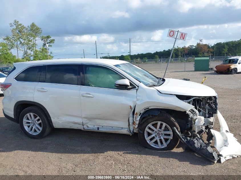 2016 Toyota Highlander Le VIN: 5TDZARFH2GS021803 Lot: 39683980