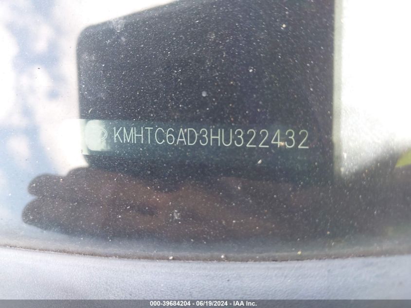 2017 Hyundai Veloster VIN: KMHTC6AD3HU322432 Lot: 39684204