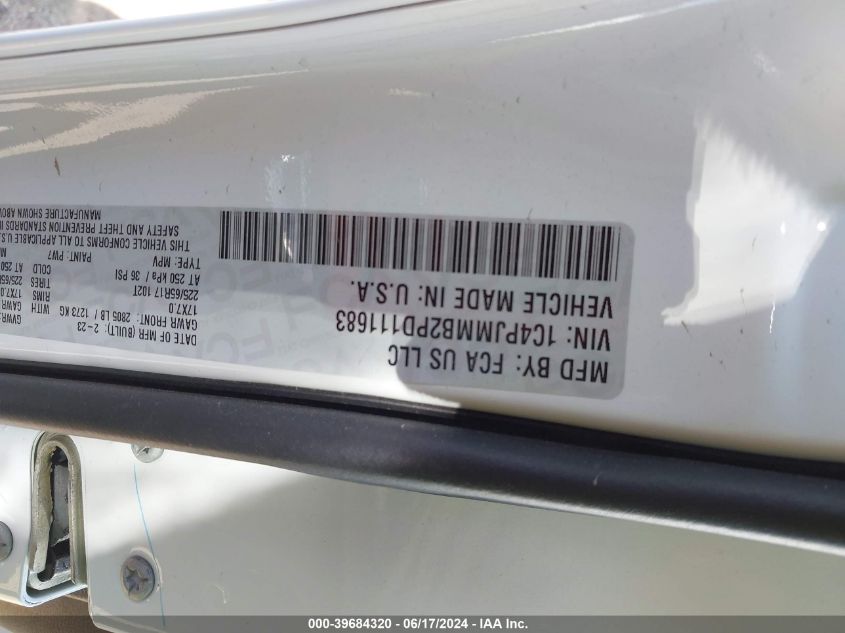 2023 Jeep Cherokee Altitude Lux VIN: 1C4PJMMB2PD111683 Lot: 39684320