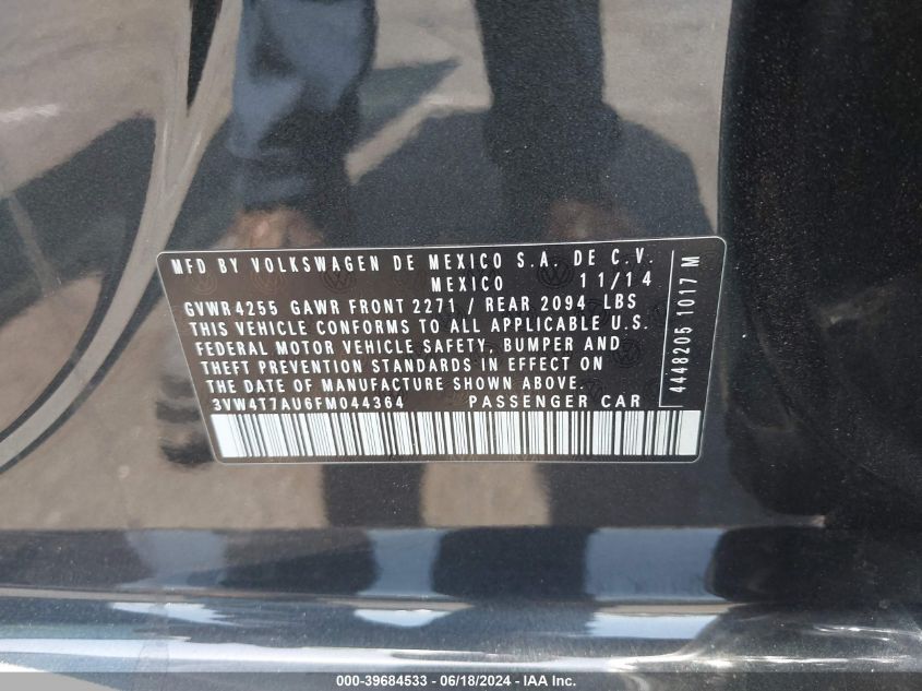 2015 VOLKSWAGEN GOLF GTI 2.0T AUTOBAHN 4-DOOR - 3VW4T7AU6FM044364