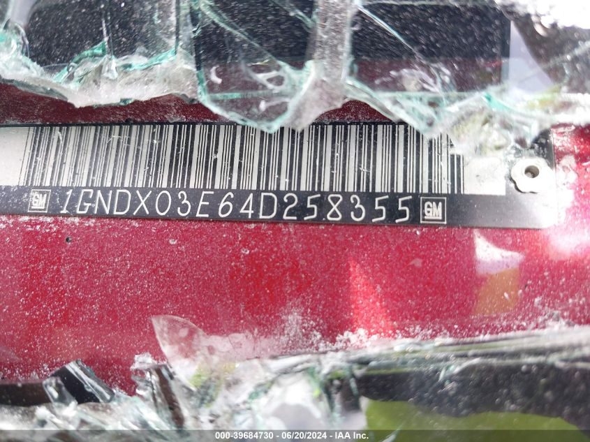 2004 Chevrolet Venture Ls VIN: 1GNDX03E64D258355 Lot: 39684730