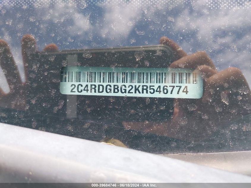 2019 Dodge Grand Caravan Se VIN: 2C4RDGBG2KR546774 Lot: 39684746