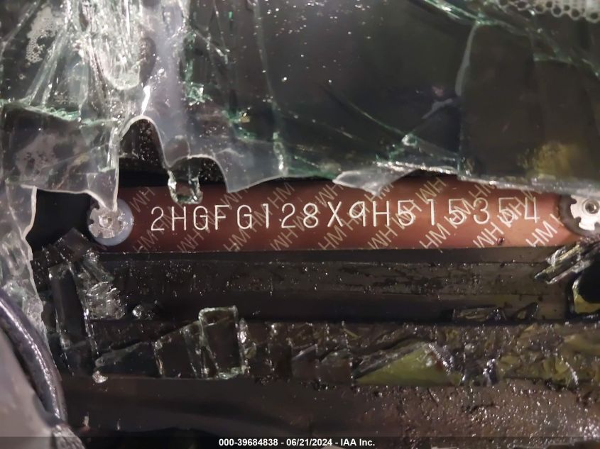 2009 Honda Civic Ex VIN: 2HGFG128X9H515354 Lot: 39684838