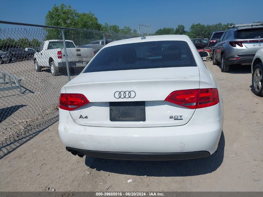 2010 Audi A4 2.0T Premium VIN: WAUBFAFL8AN052878 Lot: 39685016