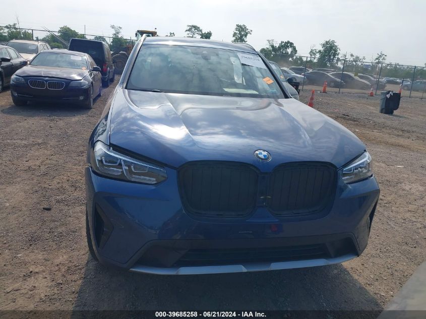 2022 BMW X3 xDrive30I VIN: 5UX53DP06N9L10603 Lot: 39685258