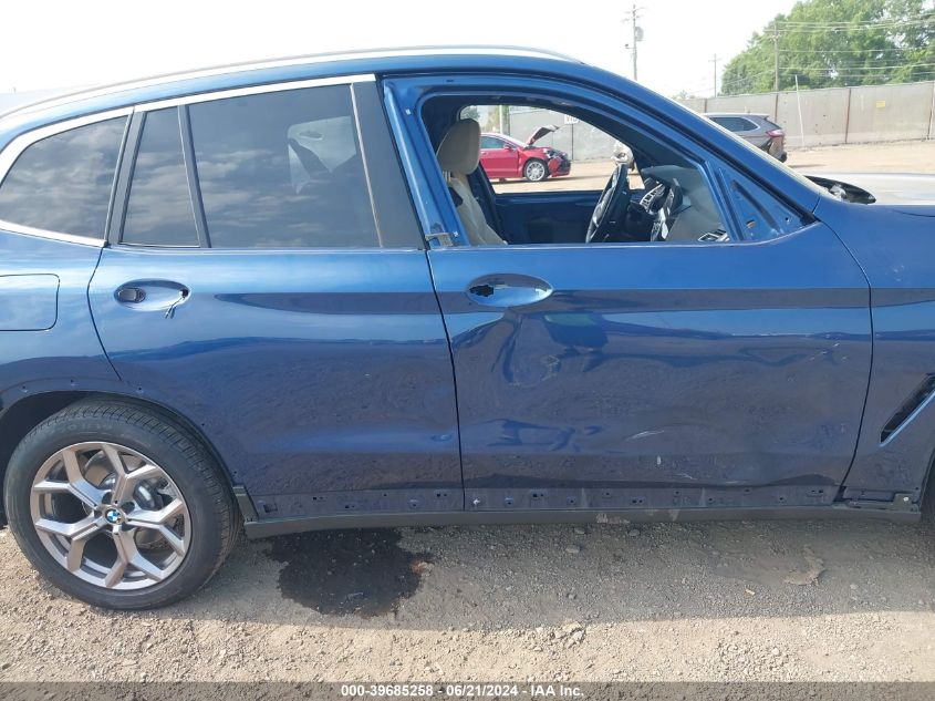 2022 BMW X3 xDrive30I VIN: 5UX53DP06N9L10603 Lot: 39685258
