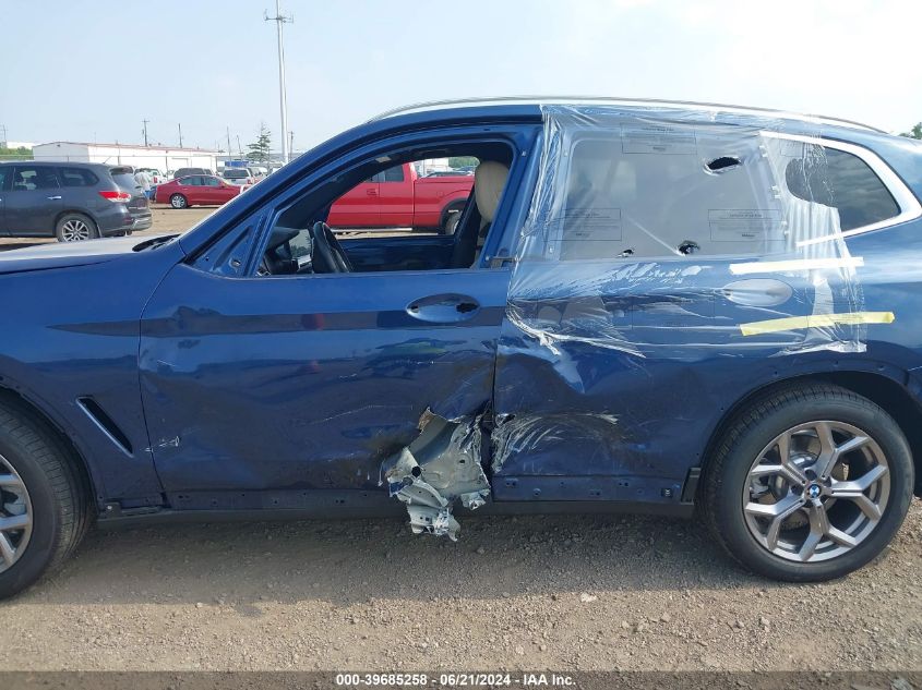 2022 BMW X3 xDrive30I VIN: 5UX53DP06N9L10603 Lot: 39685258