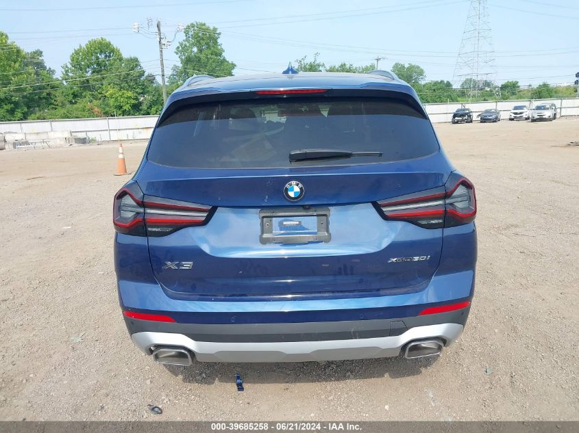 2022 BMW X3 xDrive30I VIN: 5UX53DP06N9L10603 Lot: 39685258