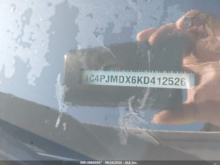 2019 Jeep Cherokee Limited 4X4 VIN: 1C4PJMDX6KD412526 Lot: 39685567