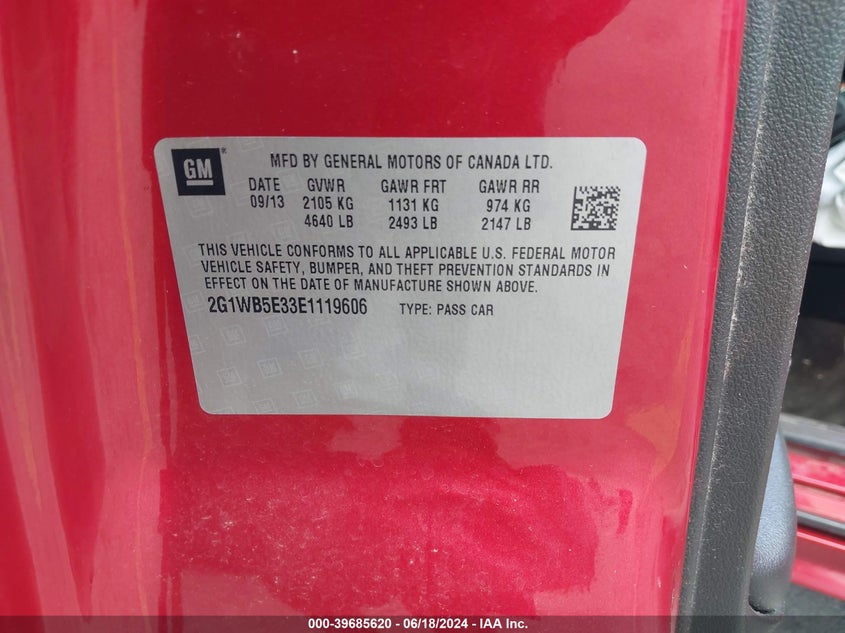 2014 CHEVROLET IMPALA LIMITED LT - 2G1WB5E33E1119606