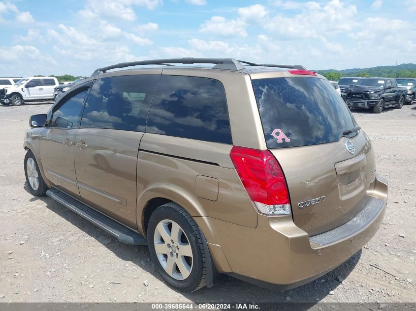 2004 Nissan Quest 3.5 Se VIN: 5N1BV28U74N329635 Lot: 39685644