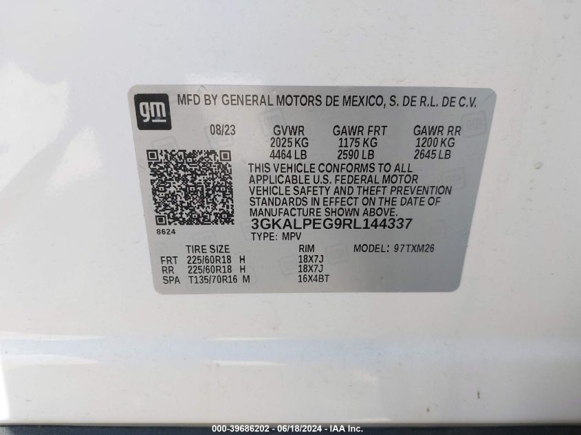 2024 GMC Terrain Fwd Slt VIN: 3GKALPEG9RL144337 Lot: 39686202