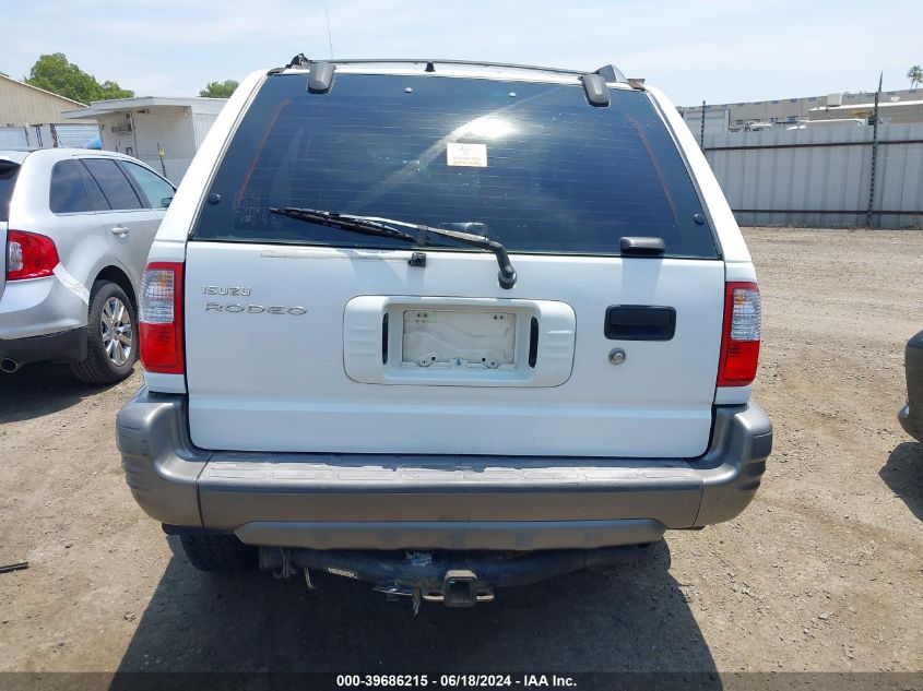 2001 Isuzu Rodeo Ls 3.2L V6/Lse 3.2L V6/S 3.2L V6 VIN: 4S2CK58W014361787 Lot: 39686215