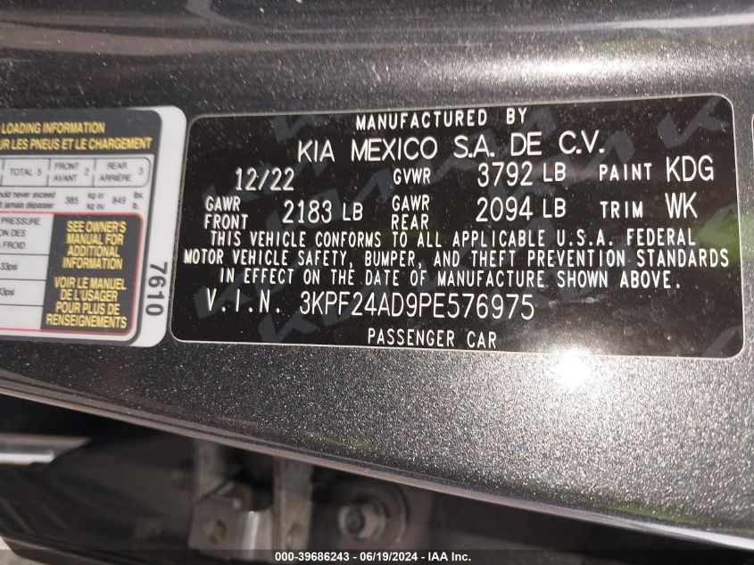 2023 KIA FORTE LXS - 3KPF24AD9PE576975