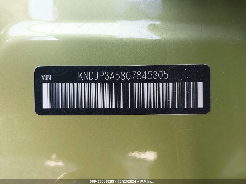 2016 Kia Soul + VIN: KNDJP3A58G7845305 Lot: 39686289