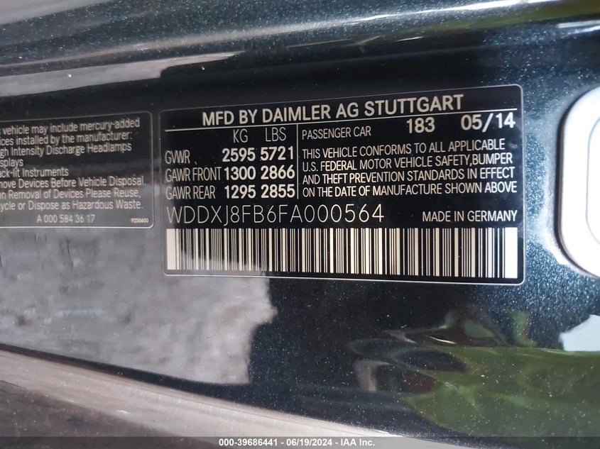 2015 MERCEDES-BENZ S 550 4MATIC - WDDXJ8FB6FA000564