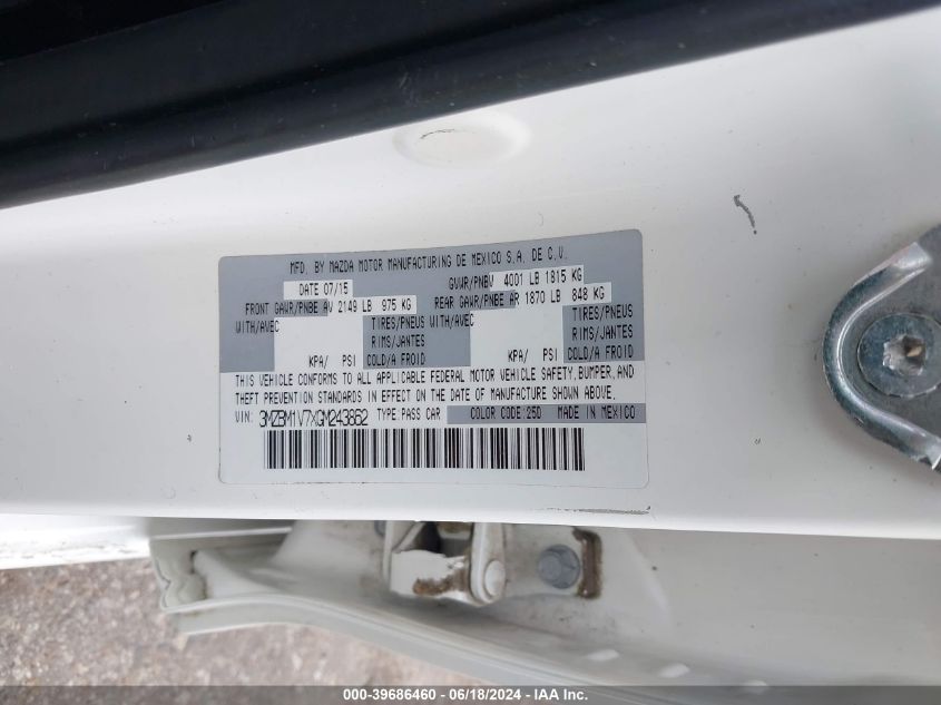2016 Mazda Mazda3 I Touring VIN: 3MZBM1V7XGM243862 Lot: 39686460