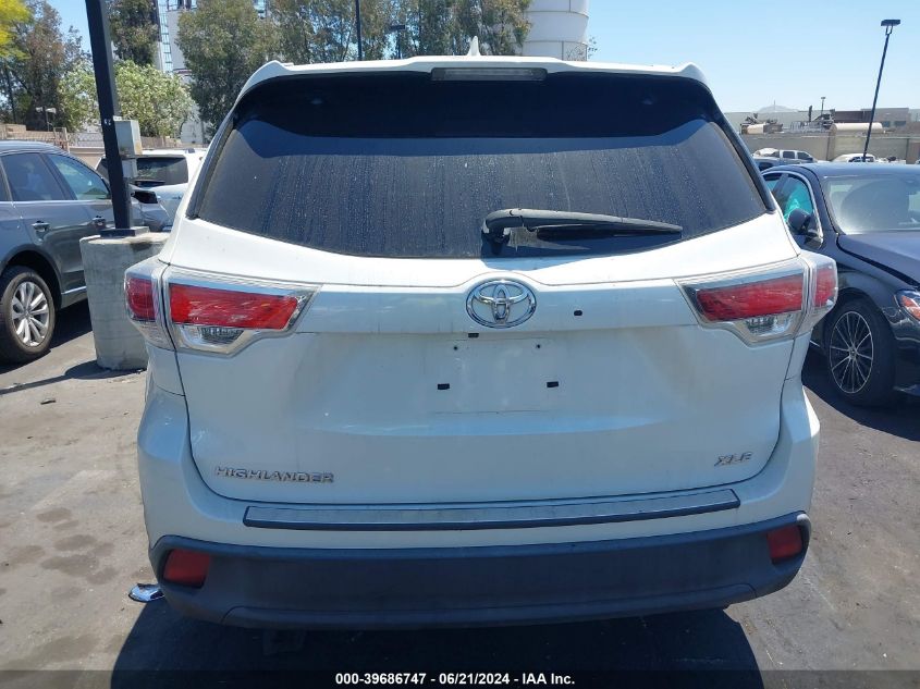 2016 Toyota Highlander Xle V6 VIN: 5TDKKRFH0GS144000 Lot: 39686747