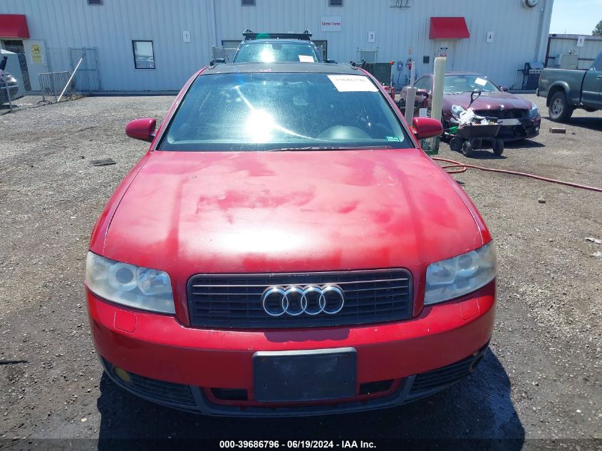 2003 Audi A4 1.8T VIN: WAULC68EX3A338220 Lot: 39686796