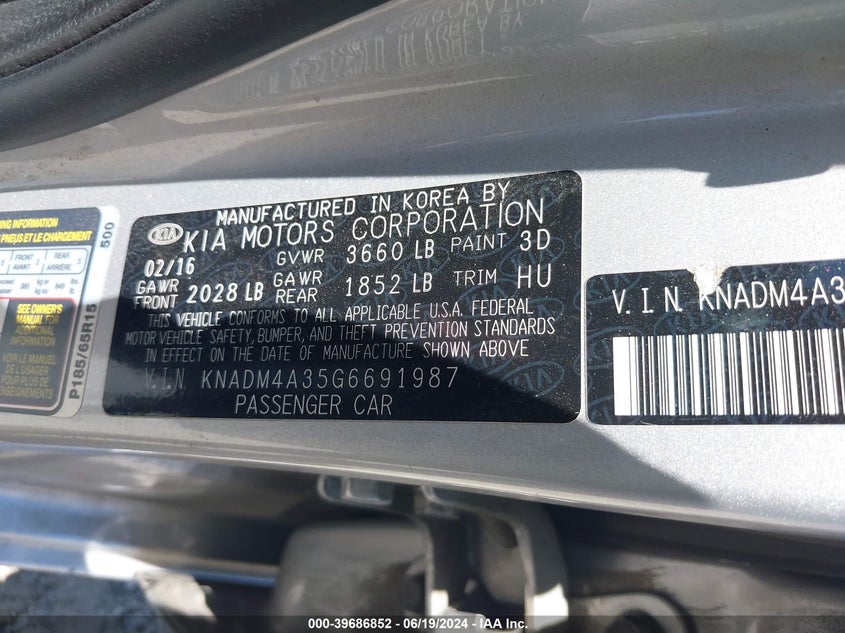 2016 KIA RIO LX - KNADM4A35G6691987