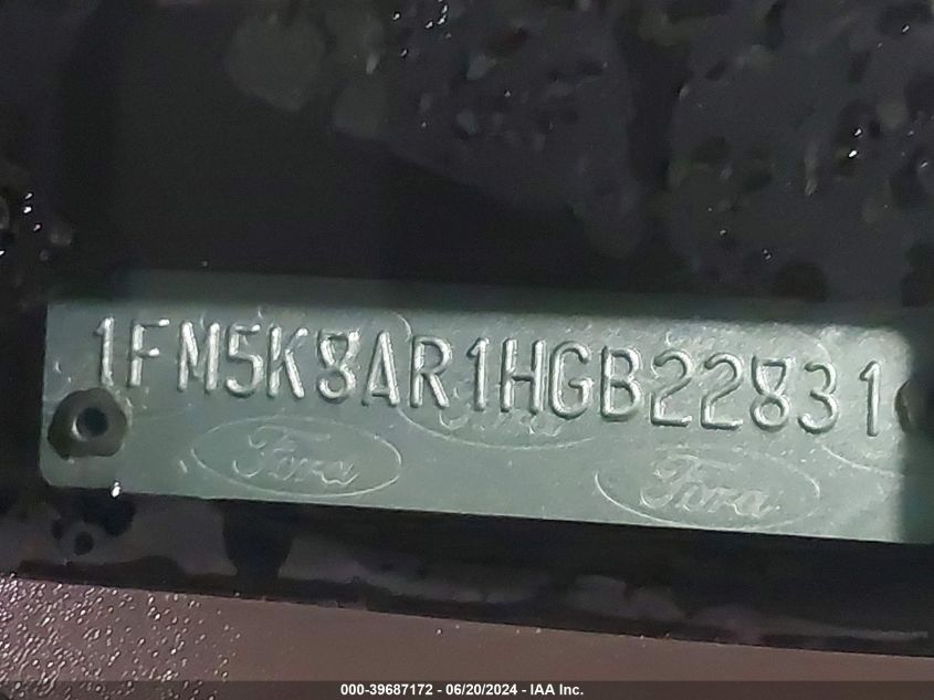 2017 Ford Explorer Police Interceptor VIN: 1FM5K8AR1HGB22831 Lot: 39687172