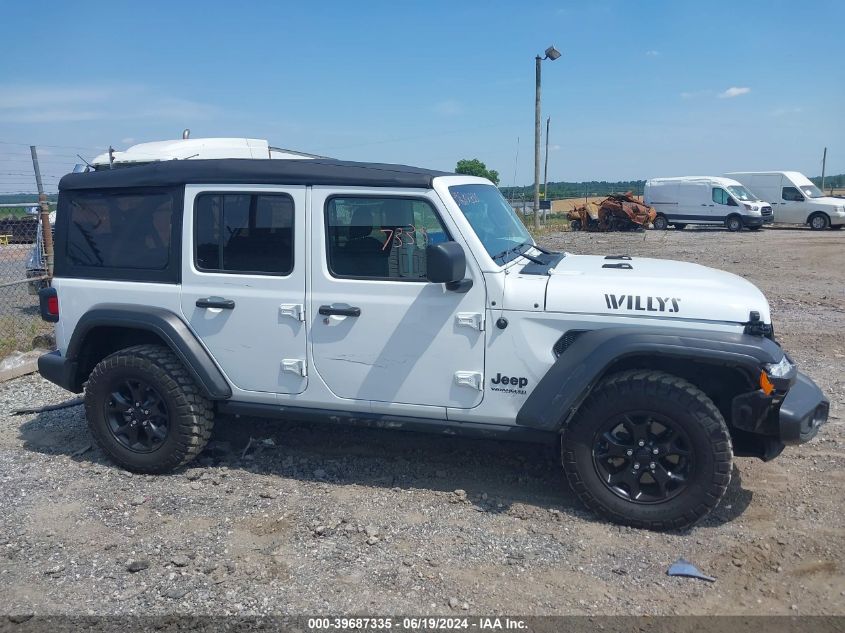 2022 Jeep Wrangler Unlimited Willys Sport 4X4 VIN: 1C4HJXDN0NW272874 Lot: 39687335