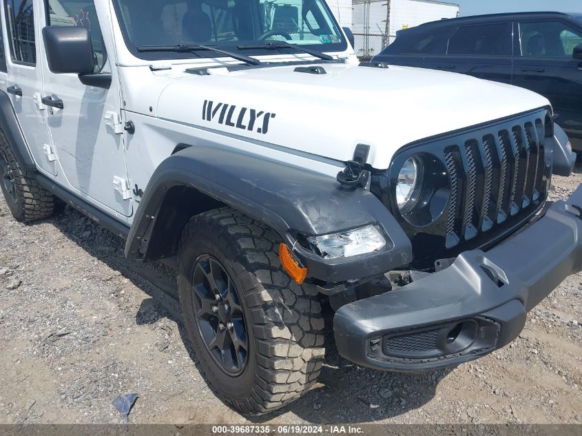 2022 Jeep Wrangler Unlimited Willys Sport 4X4 VIN: 1C4HJXDN0NW272874 Lot: 39687335