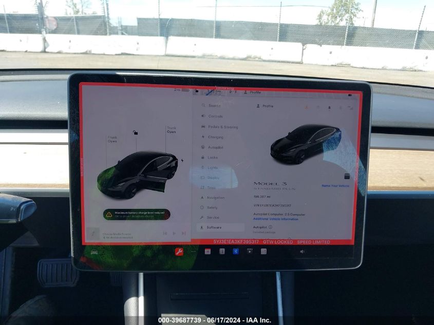 2019 Tesla Model 3 Long Range/Mid Range/Standard Range/Standard Range Plus VIN: 5YJ3E1EA3KF395317 Lot: 39687739