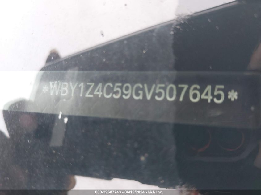 2016 BMW I3 Rex VIN: WBY1Z4C59GV507645 Lot: 39687743