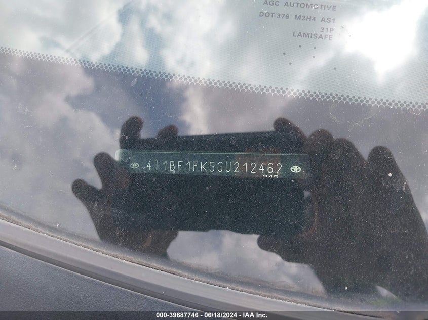 2016 Toyota Camry Se VIN: 4T1BF1FK5GU212462 Lot: 39687746