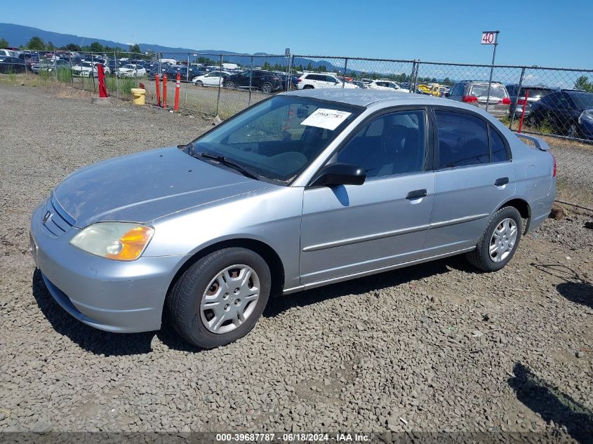 2001 Honda Civic Lx VIN: 2HGES16571H580502 Lot: 39687787