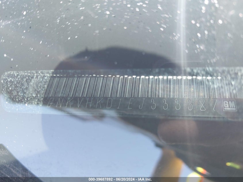 2014 Chevrolet Traverse Lt VIN: 1GNKVHKD1EJ333387 Lot: 39687892