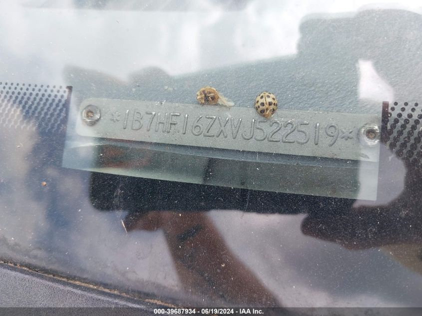 1997 Dodge Ram 1500 Lt VIN: 1B7HF16ZXVJ522519 Lot: 39687934