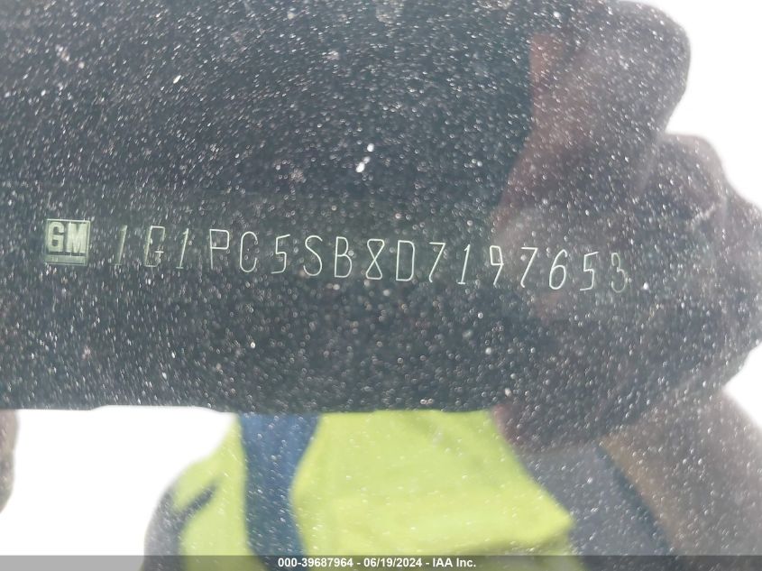 2013 Chevrolet Cruze Lt VIN: 1G1PC5SB8D7197653 Lot: 39687964