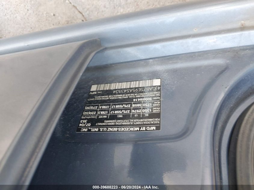 2005 Mercedes-Benz Ml 500 4Matic VIN: 4JGAB75E95A543534 Lot: 39688223