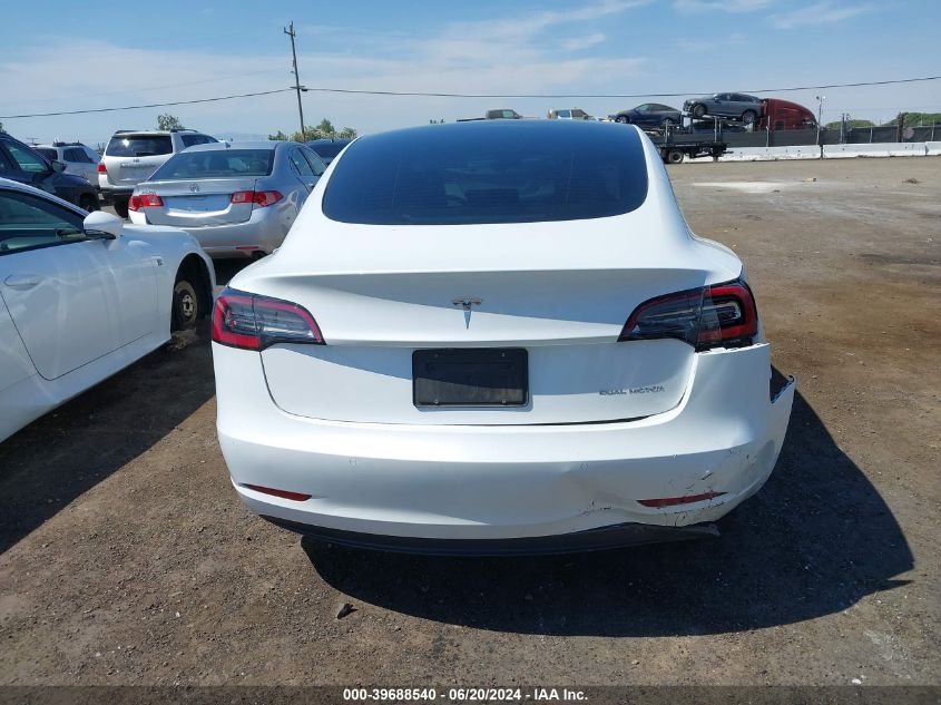 2022 Tesla Model 3 Long Range Dual Motor All-Wheel Drive VIN: 5YJ3E1EB3NF345949 Lot: 39688540