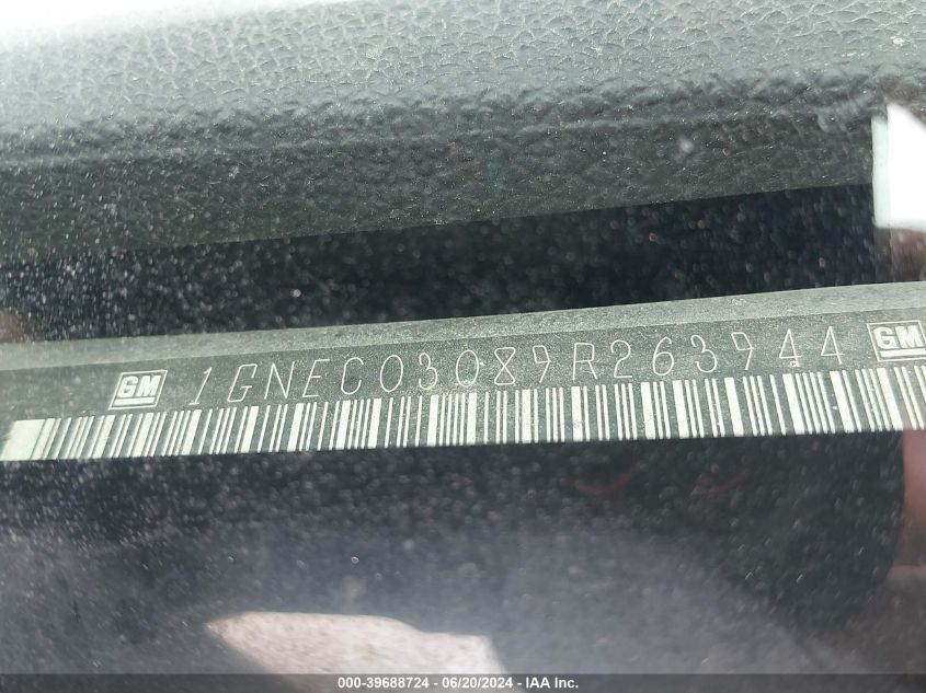 2009 Chevrolet Tahoe Police VIN: 1GNEC03089R263944 Lot: 39688724