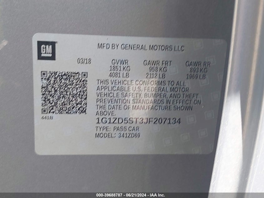 2018 CHEVROLET MALIBU LT - 1G1ZD5ST3JF207134