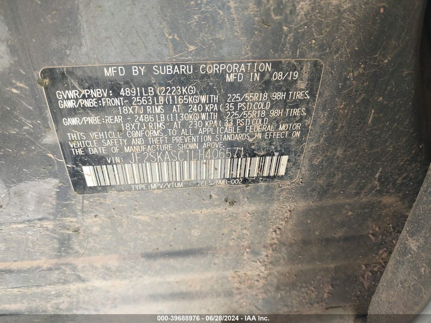 2020 SUBARU FORESTER LIMITED - JF2SKASC1LH406571