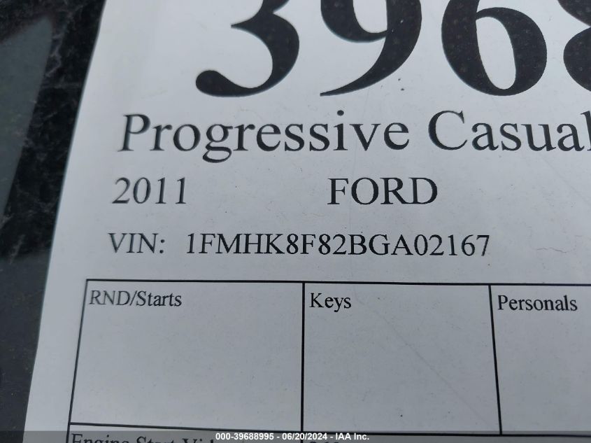 2011 Ford Explorer Limited VIN: 1FMHK8F82BGA02167 Lot: 39688995