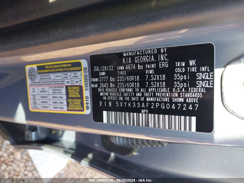 2023 Kia Sportage Ex VIN: 5XYK33AF2PG047247 Lot: 39689316