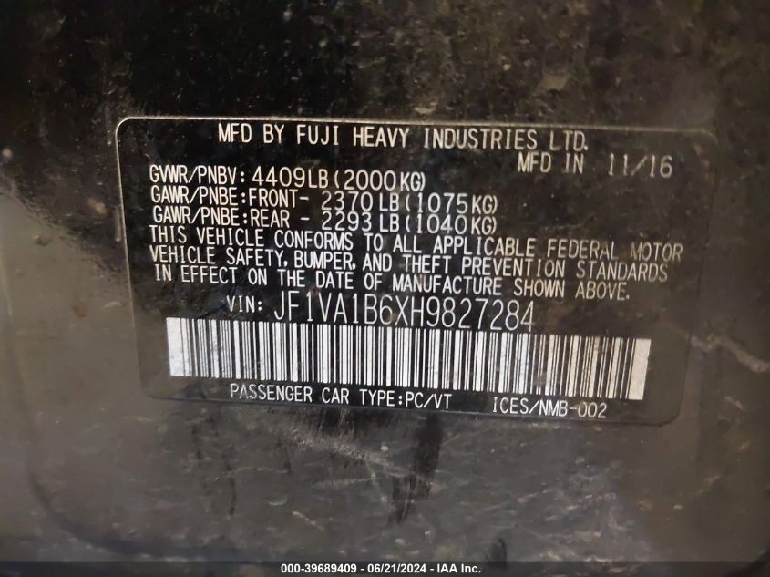 2017 SUBARU WRX - JF1VA1B6XH9827284