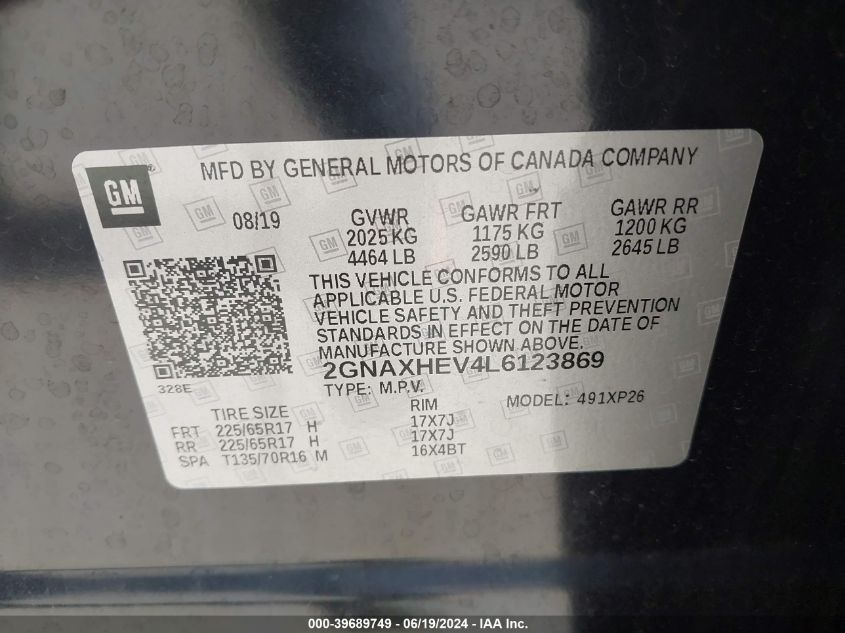 2020 CHEVROLET EQUINOX FWD LS - 2GNAXHEV4L6123869