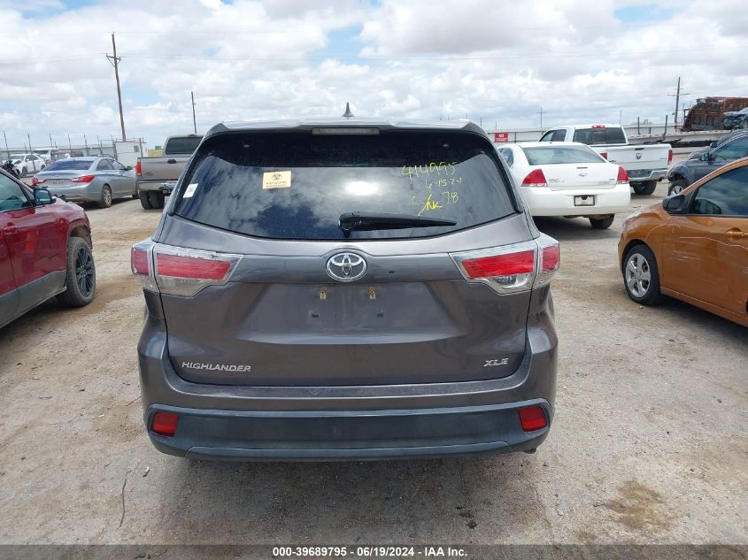 2016 Toyota Highlander Xle VIN: 5TDKKRFH0GS501160 Lot: 39689795