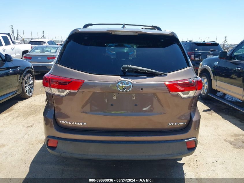 2017 Toyota Highlander Xle VIN: 5TDJZRFH1HS443391 Lot: 39690036